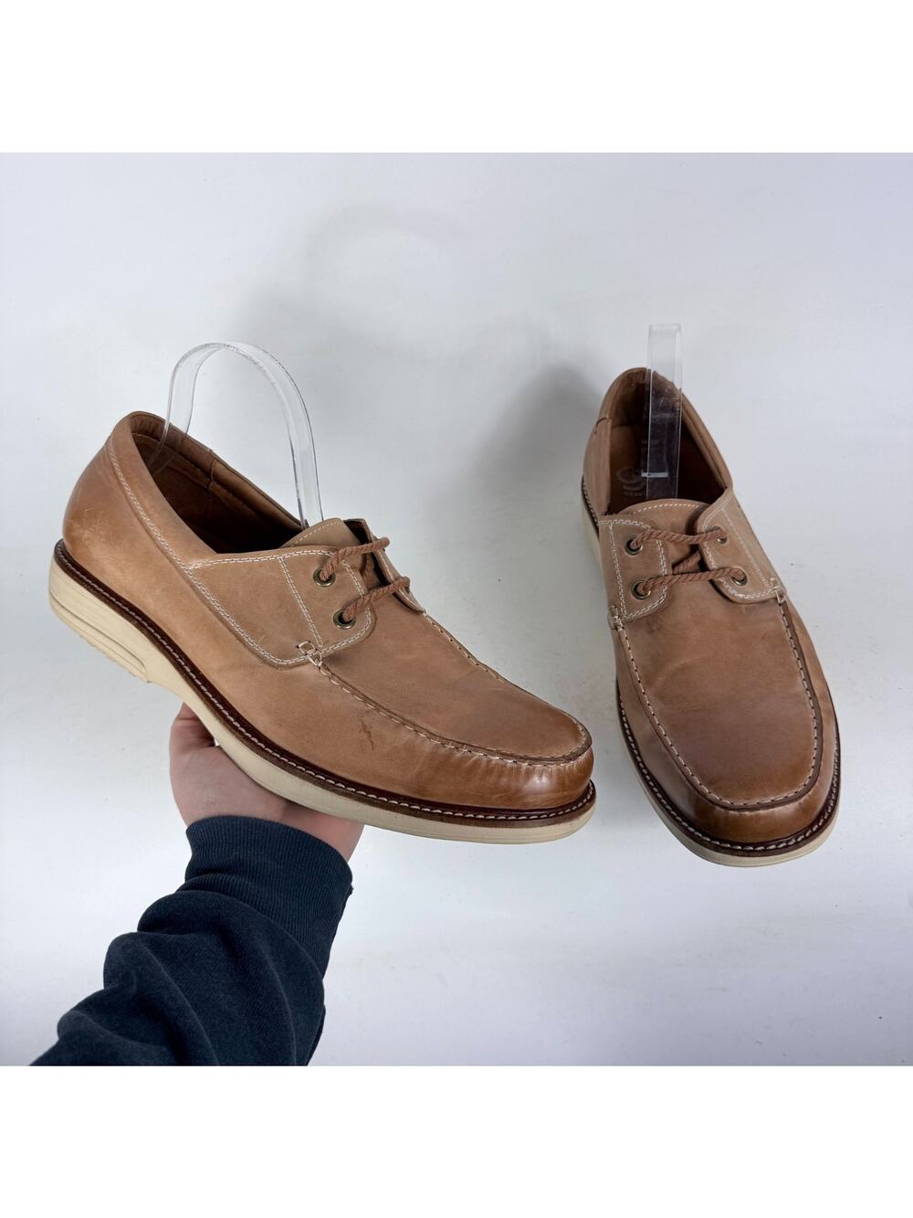 Gravity Defyer Boat Shoes Men's 11.5 Brown Leather Slip-On Classic Dress Office